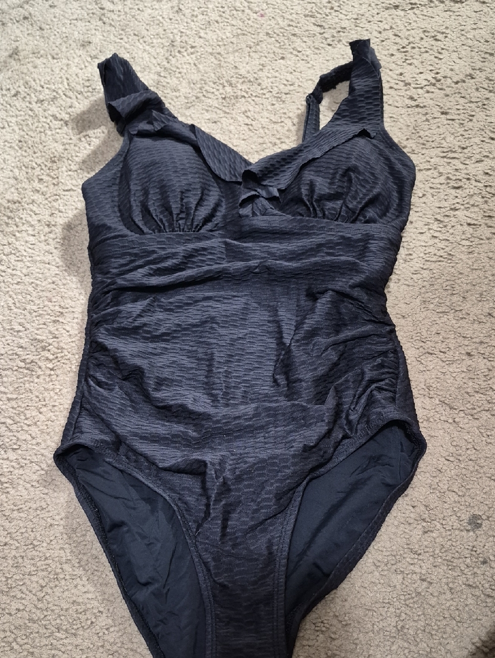 Classic Textured One-Piece Swimsuit in Navy